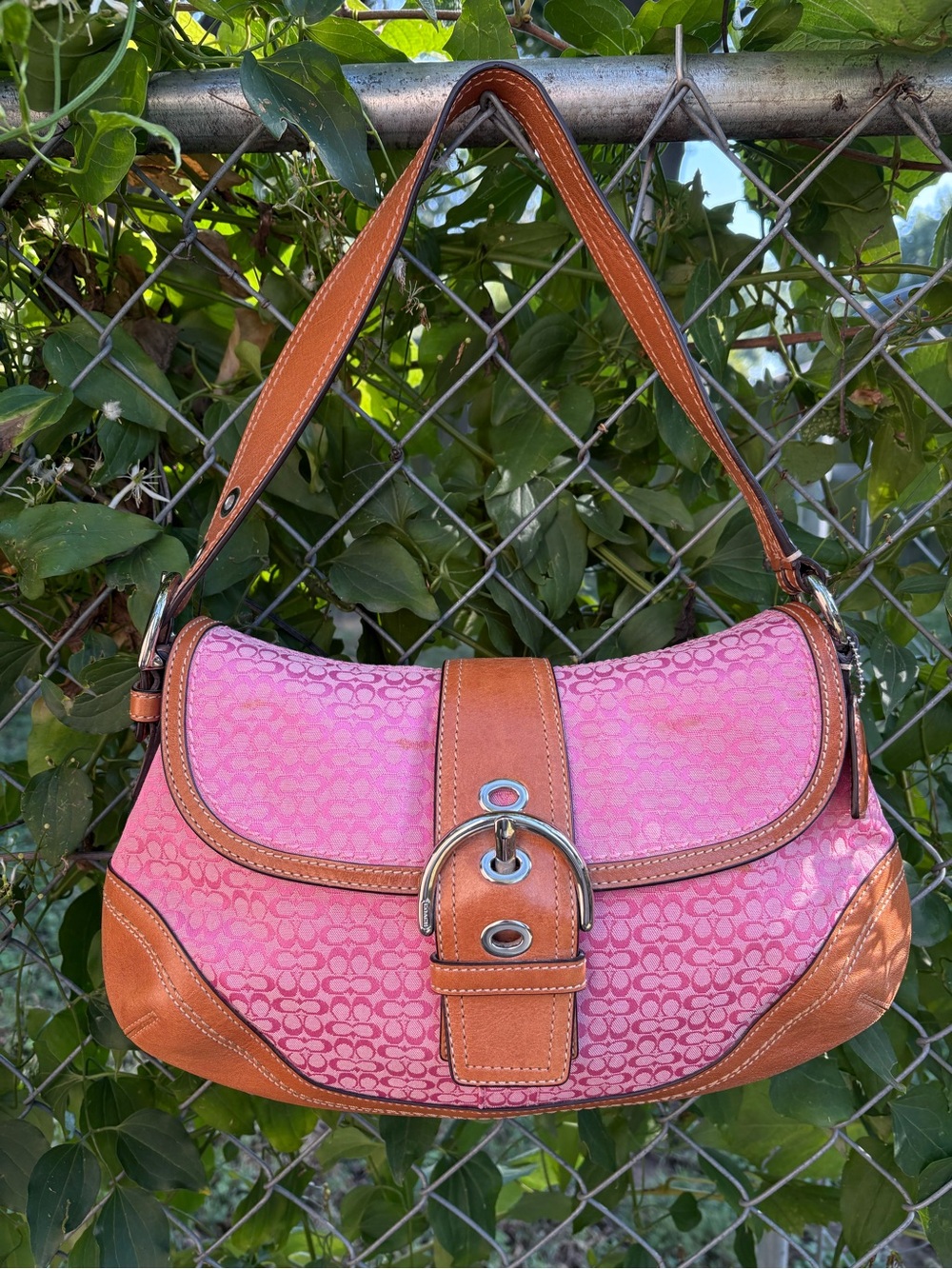Rare Vintage Coach 2008 SoHo Pink Signature Mini C Canvas/Leather Bag